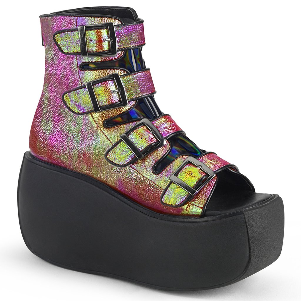 Bottines Demonia Violet 150 Vegan Cuir Hologramme Femme - Multicolore 38129-HGCX